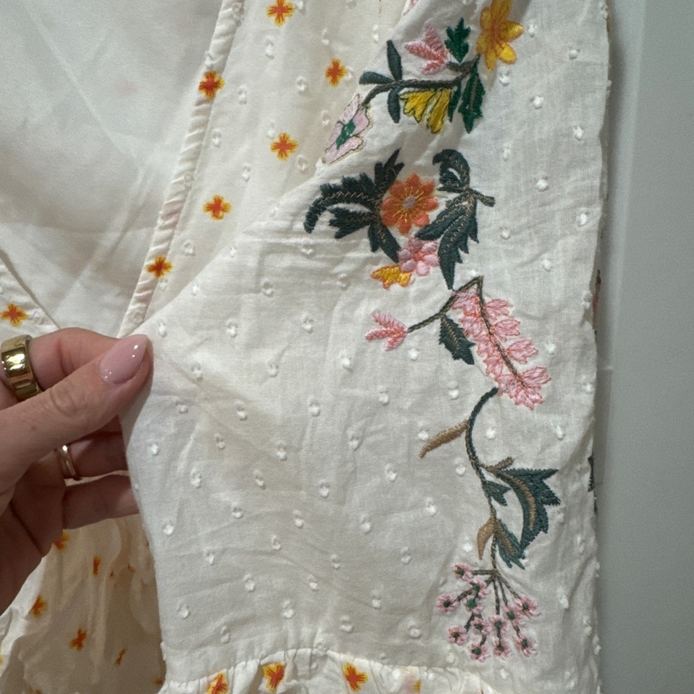 ASOS Floral Embroidered White Frill Smock Dress| Ruffles| Spring - Picture 4 of 5